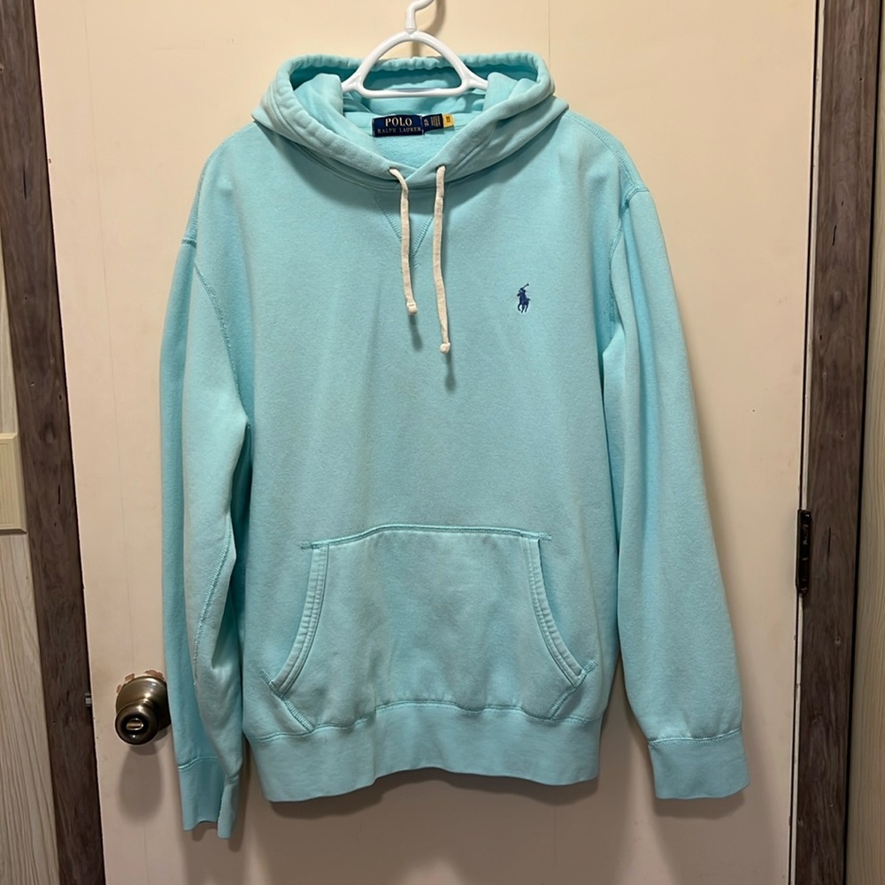 Polo Ralph Lauren Men's XL Soft Aqua Blue Cotton Blend Pullover Hoodie